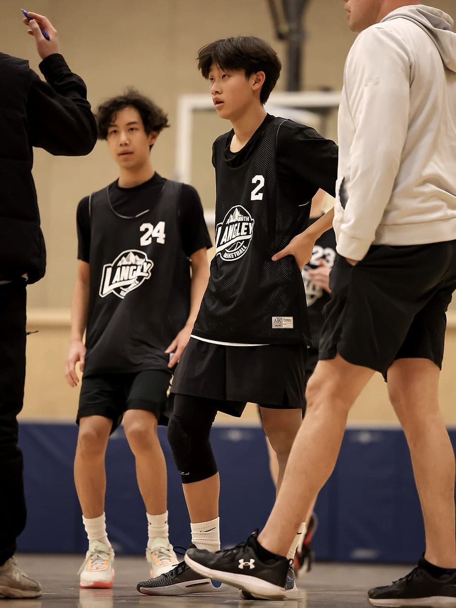 North Langley Basketball players in their jerseys during a team practice